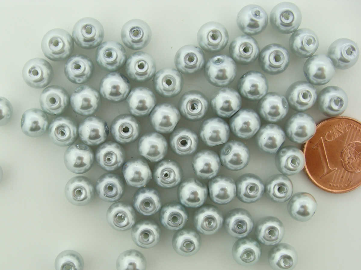 perle verre nacre gris 6mm