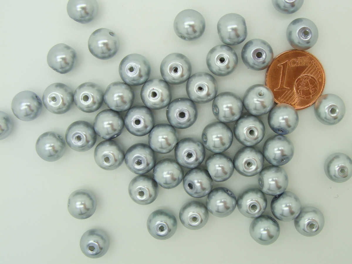 perle verre nacre gris 8mm