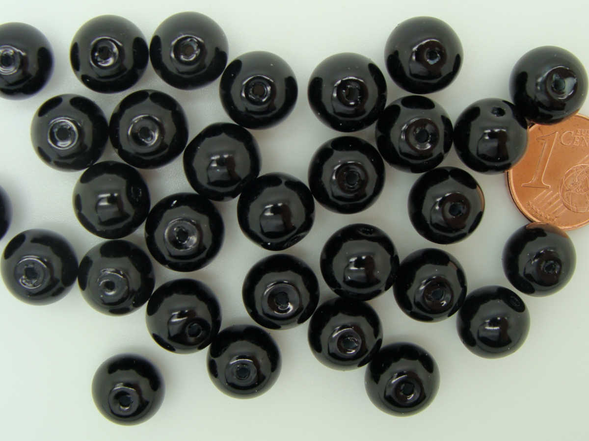 perle verre nacre noir 10mm