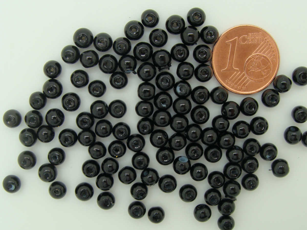 perle verre nacre noir 4mm