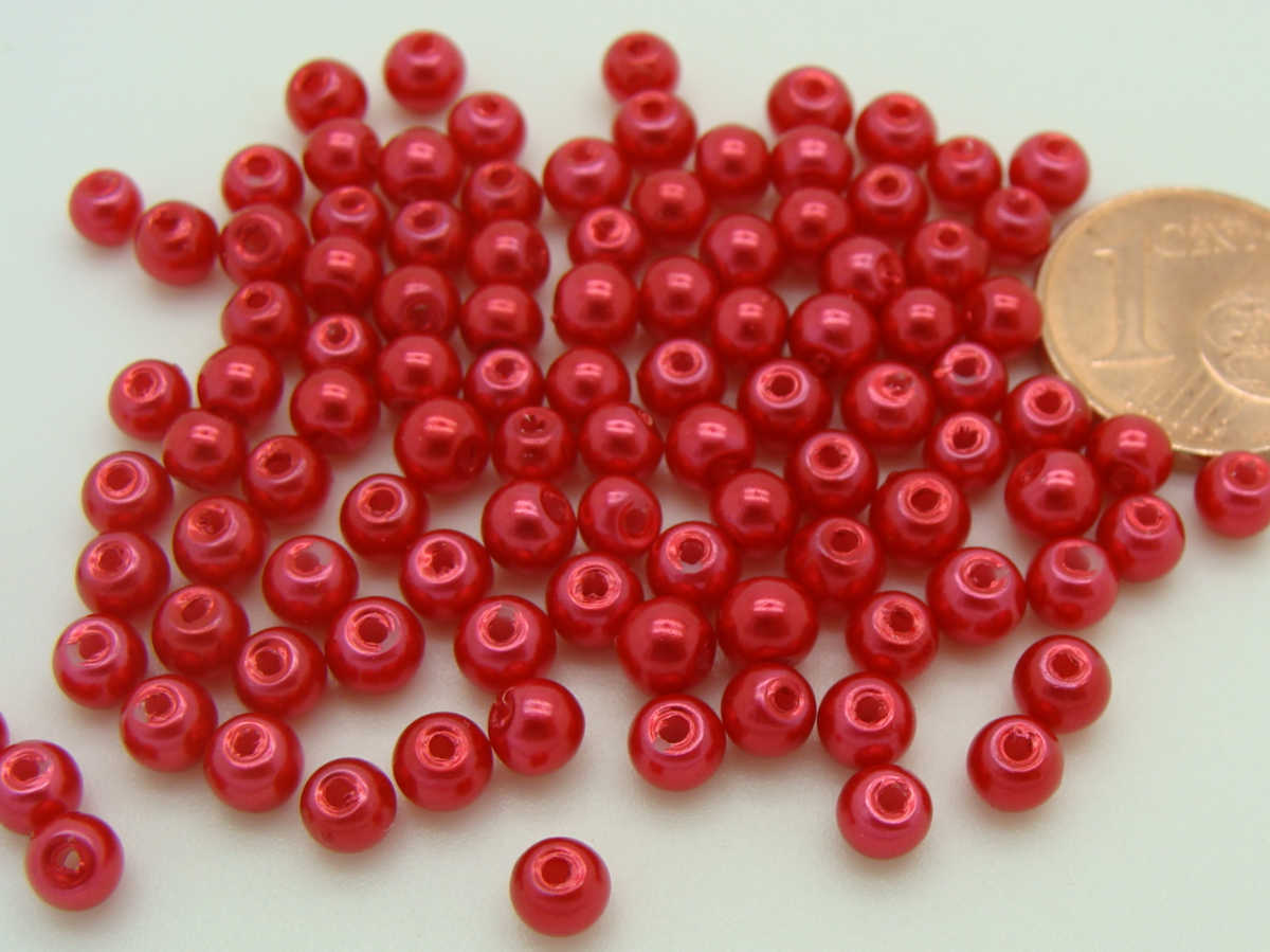 perle verre nacre rouge 4mm