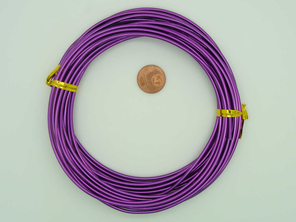 Fil Aluminium 2mm VIOLET par 6 mètres