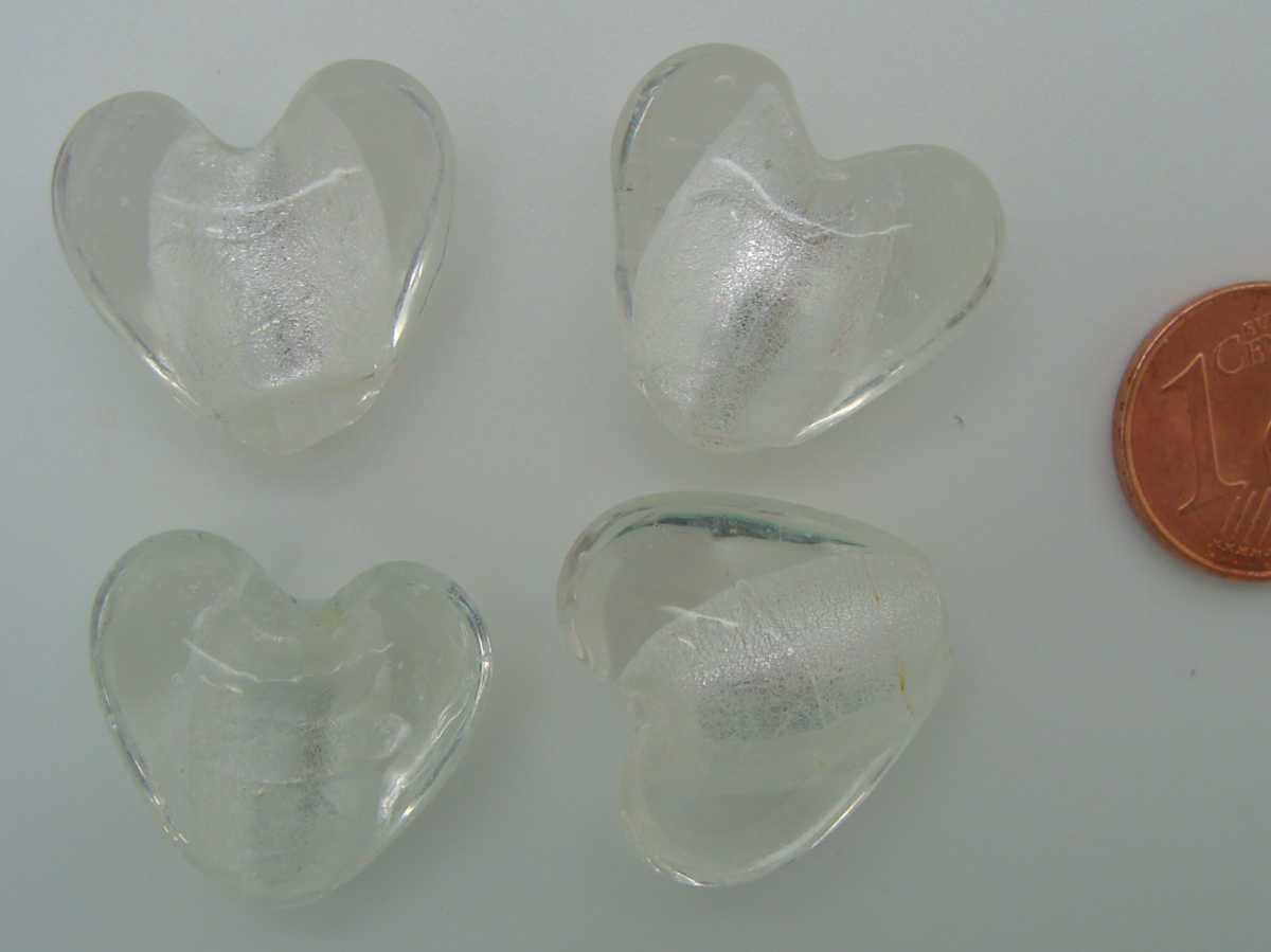 perle coeur 20mm style murano transparent