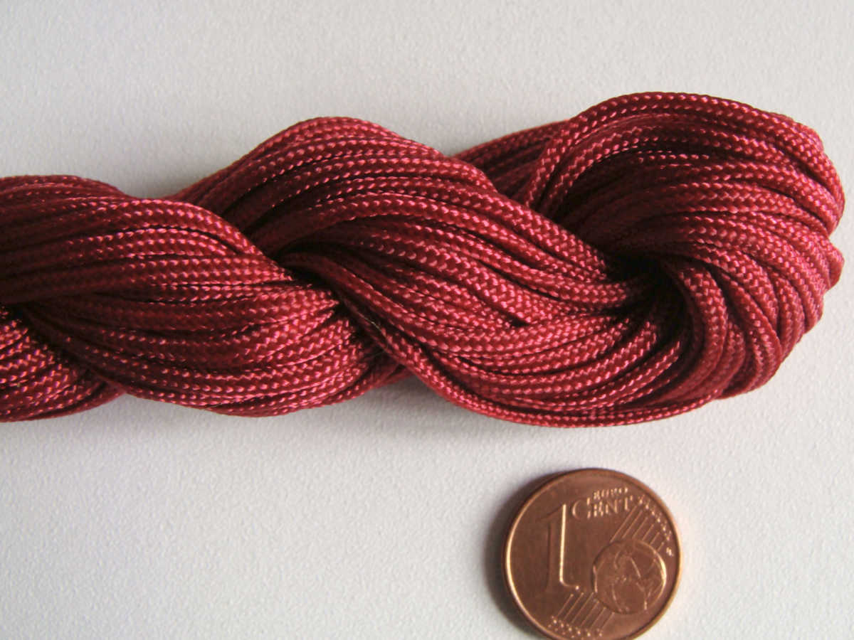 fil nylon tresse rouge fonce 15mm