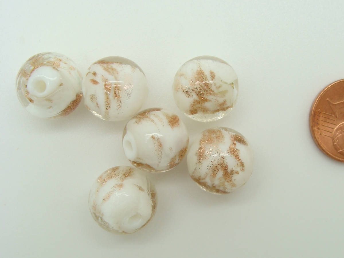 perle 12mm verre touche dore blanc