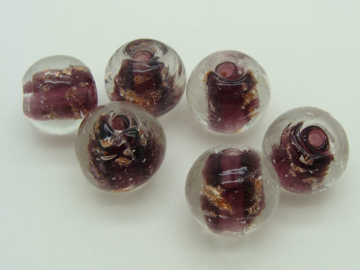 perle 12mm verre touche dore violet