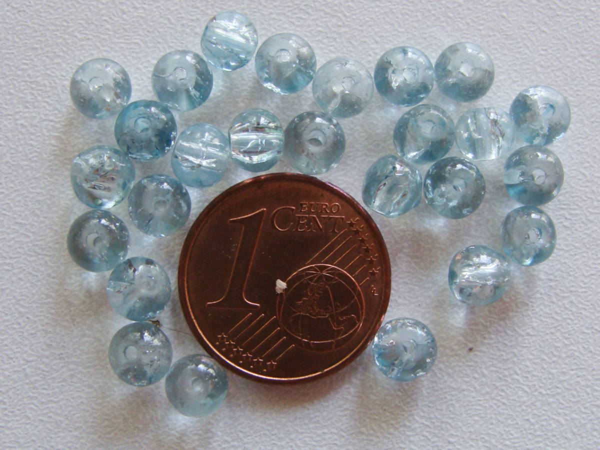 perle verre craquele 4mm bleu clair