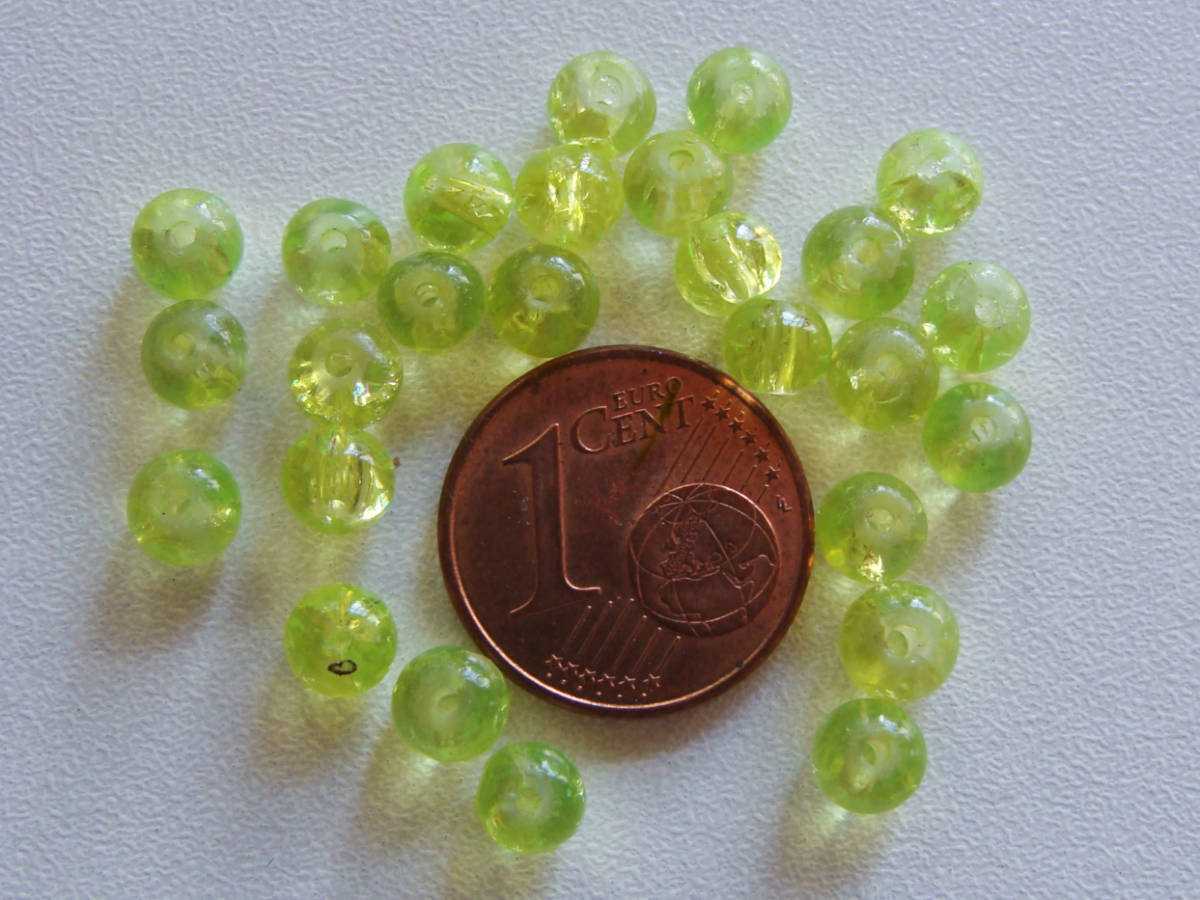 perle verre craquele 4mm vert clair