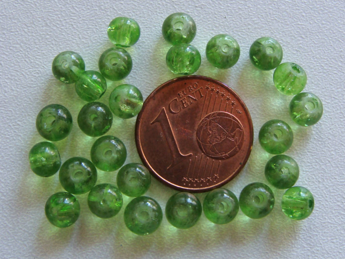 perle verre craquele 4mm vert