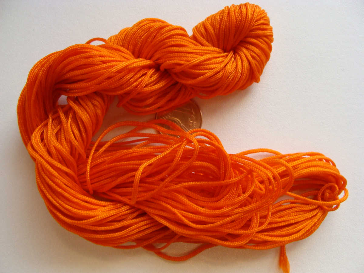 fil nylon tresse 1mm orange echeveau