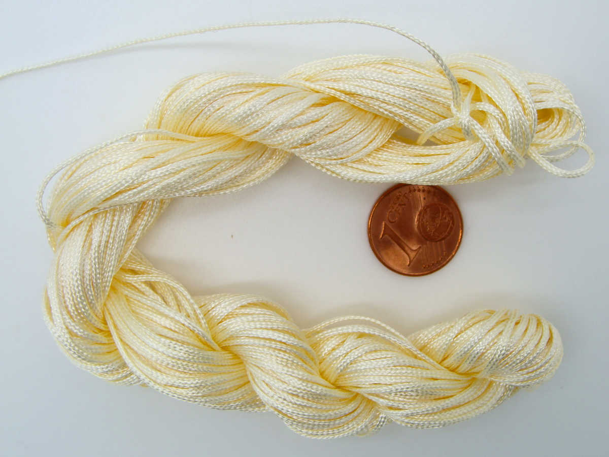 fil nylon tresse 1mm jaune creme echeveau