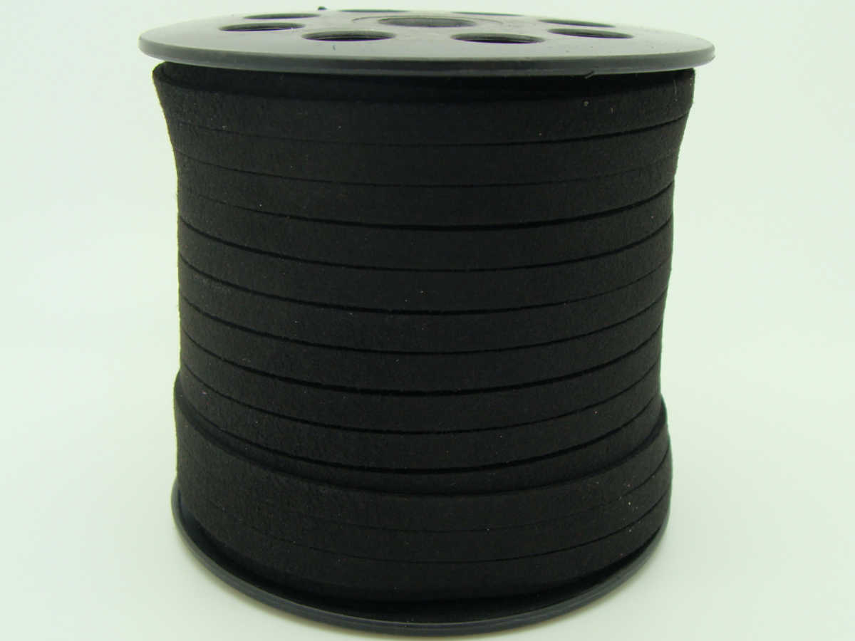 suedine large 5mm noir cordon