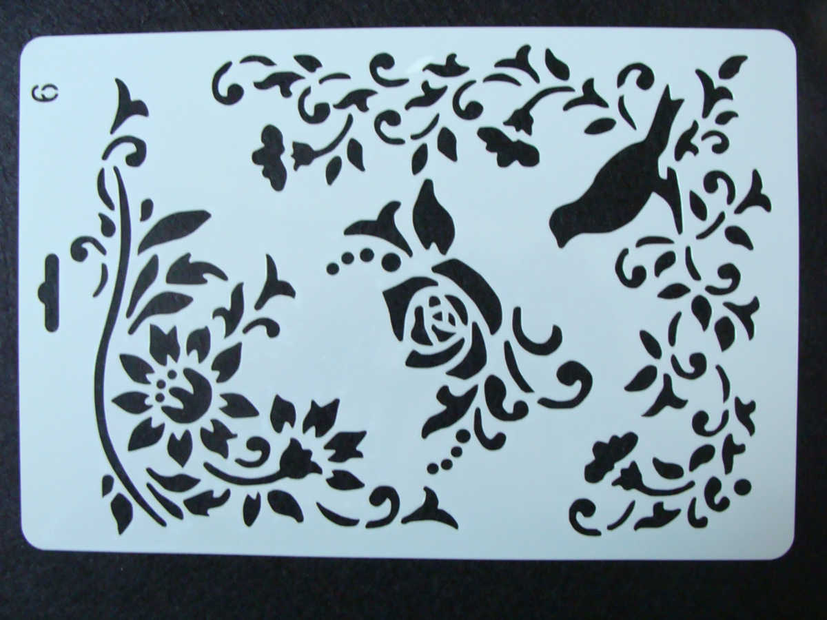 pochoir oiseau fleur mod6