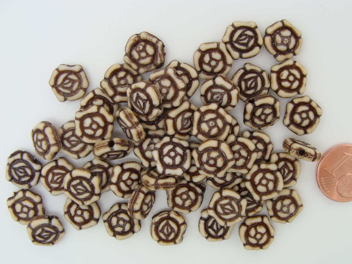 perle fleur acrylique marron res-24