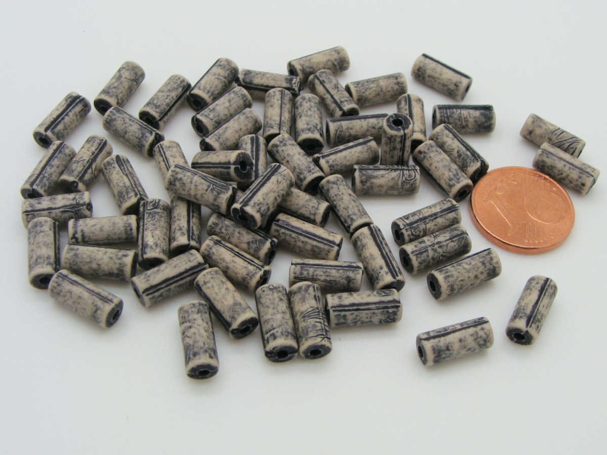 perle tube striee marron res-109