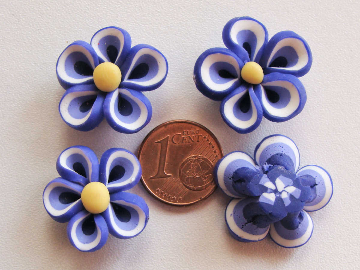 perle fleur bleu fonce pate polymere