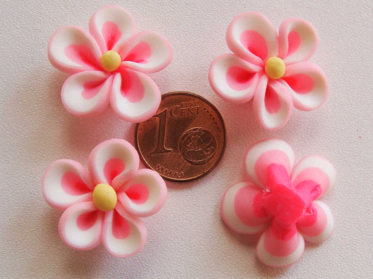perle fleur rose pate polymere