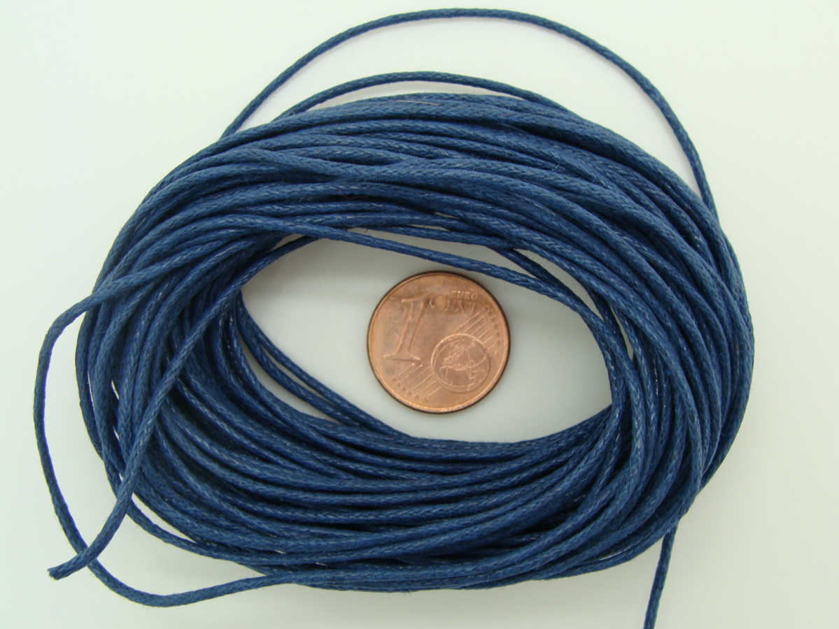 fil coton cire 1mm bleu fonce