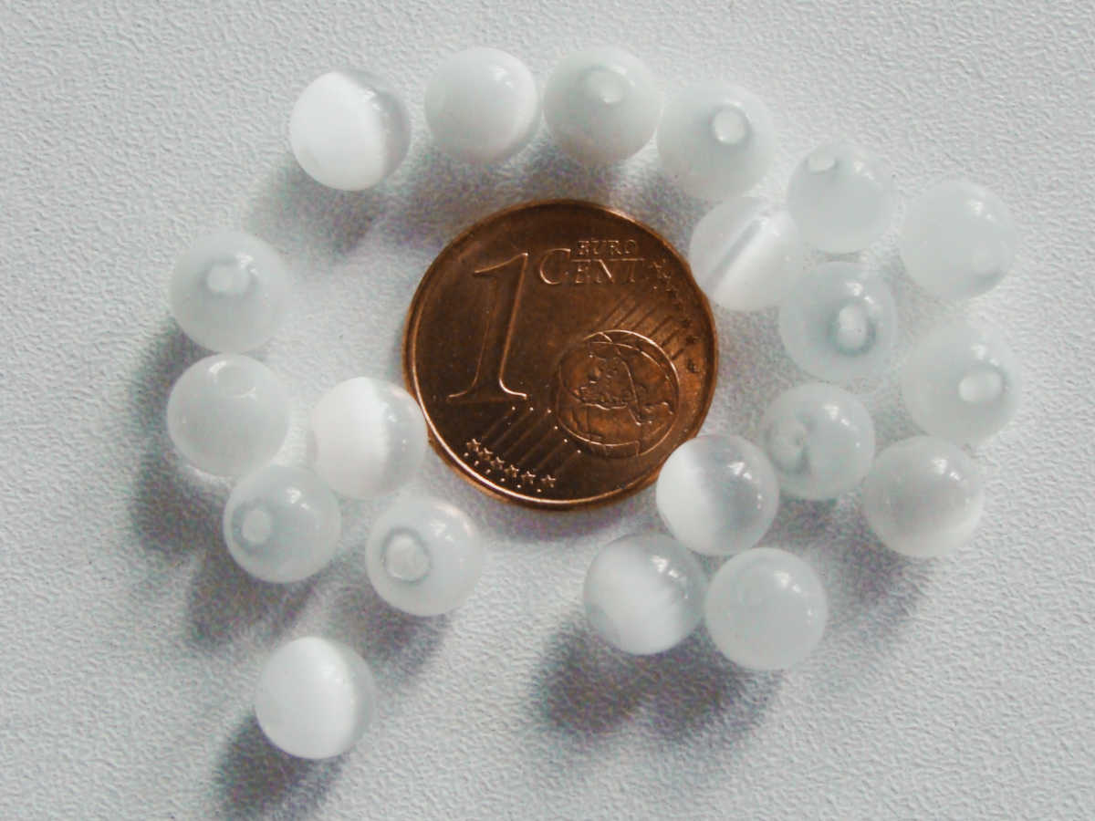 63 perles ronde naturelle 6 mm OEIL DE CHAT BLEU - Perles en verre - Creavea