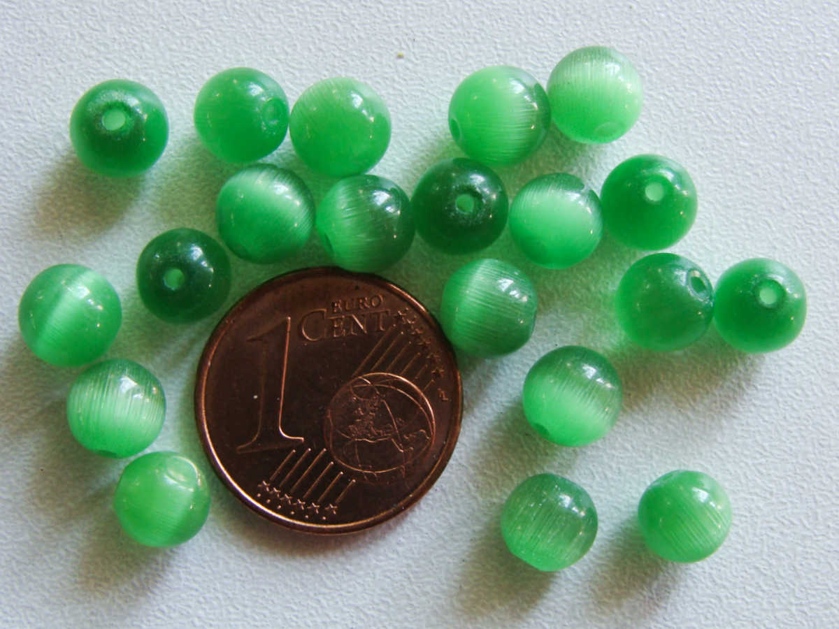 perle oeil de chat 6mm vert