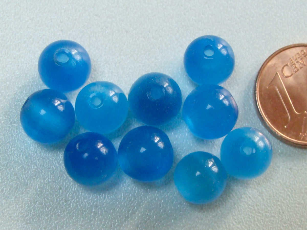 perle oeil de chat 8mm bleu azur