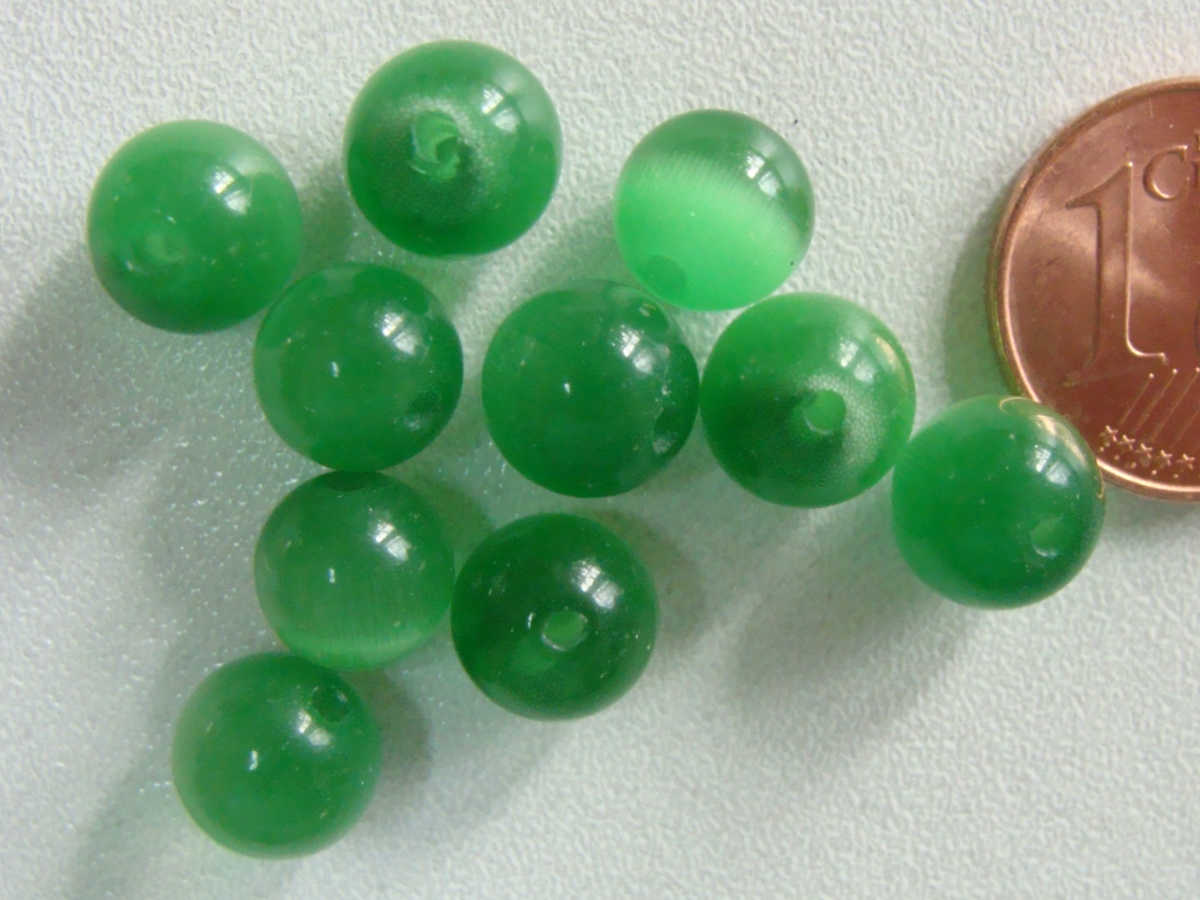 perle oeil de chat 8mm vert