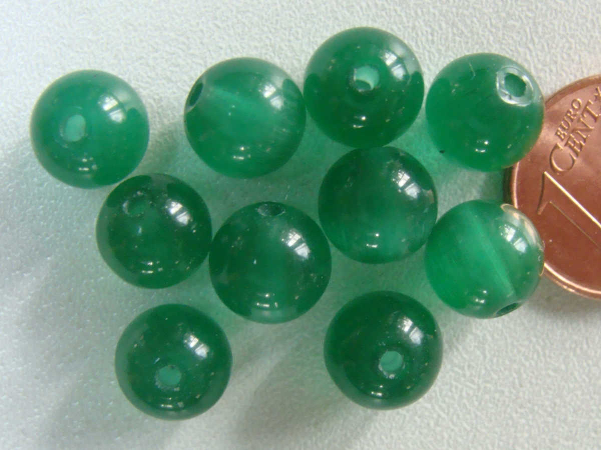 perle oeil de chat 8mm vert menthe