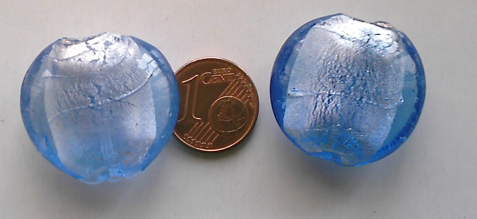 perle Galet silver foil 25mm bleu foncé