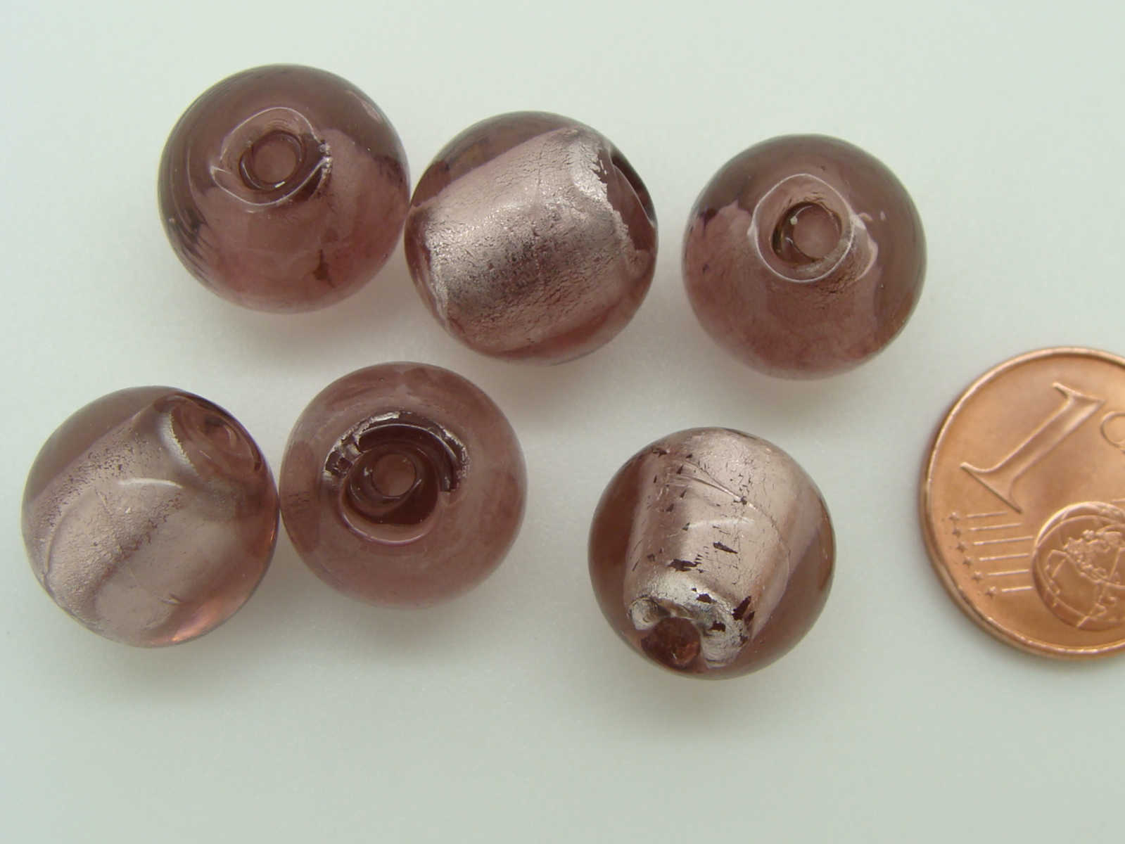 perle murano rond 12mm violet clair