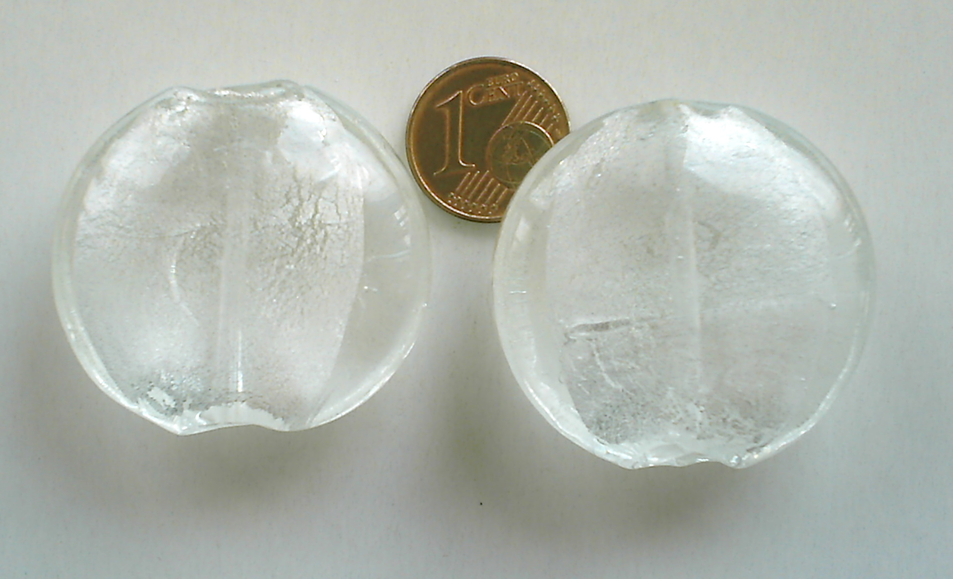 perle verre galet murano simple 34mm transparent