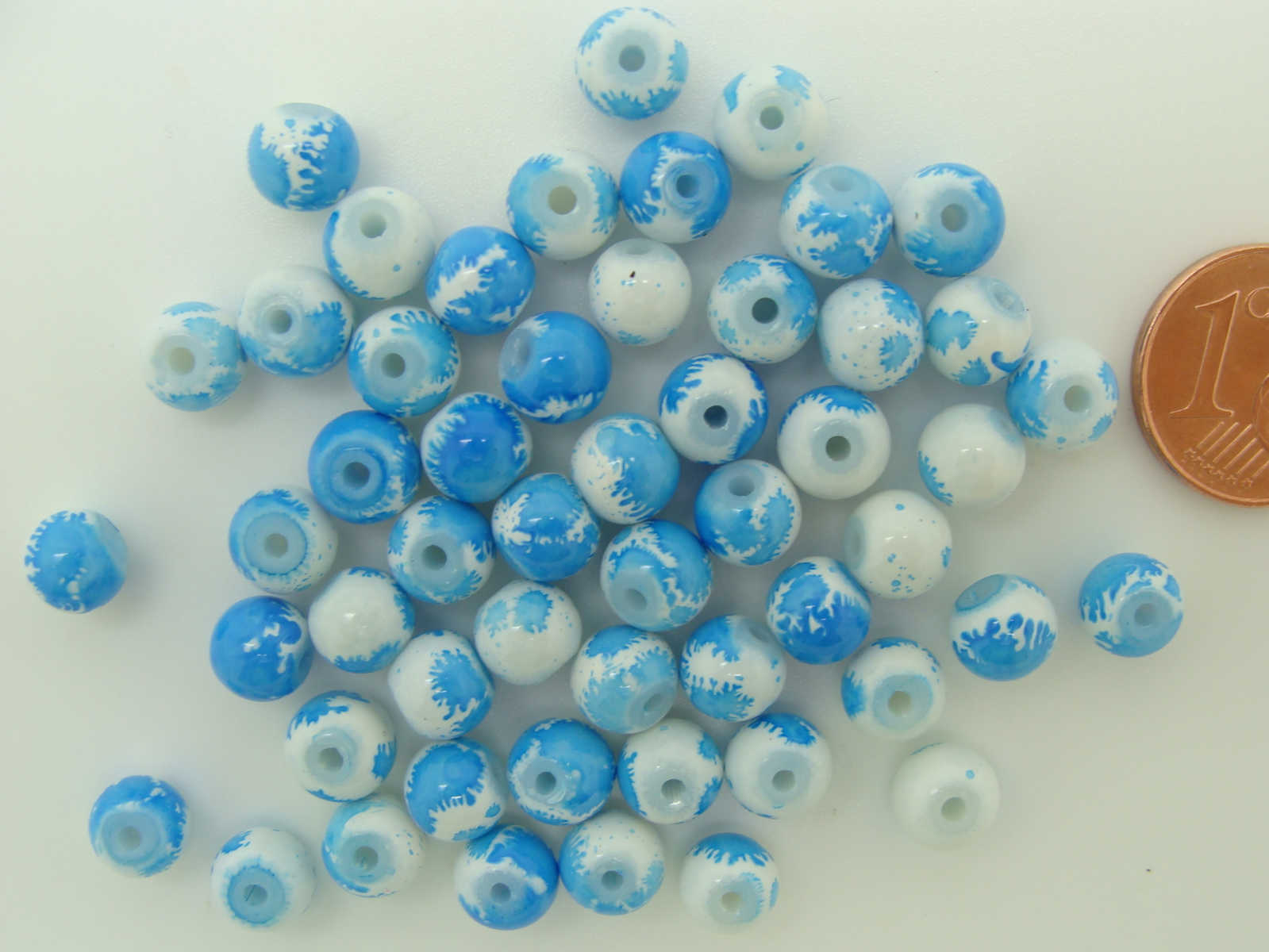 perle verre 6mm blanc bleu peint-13