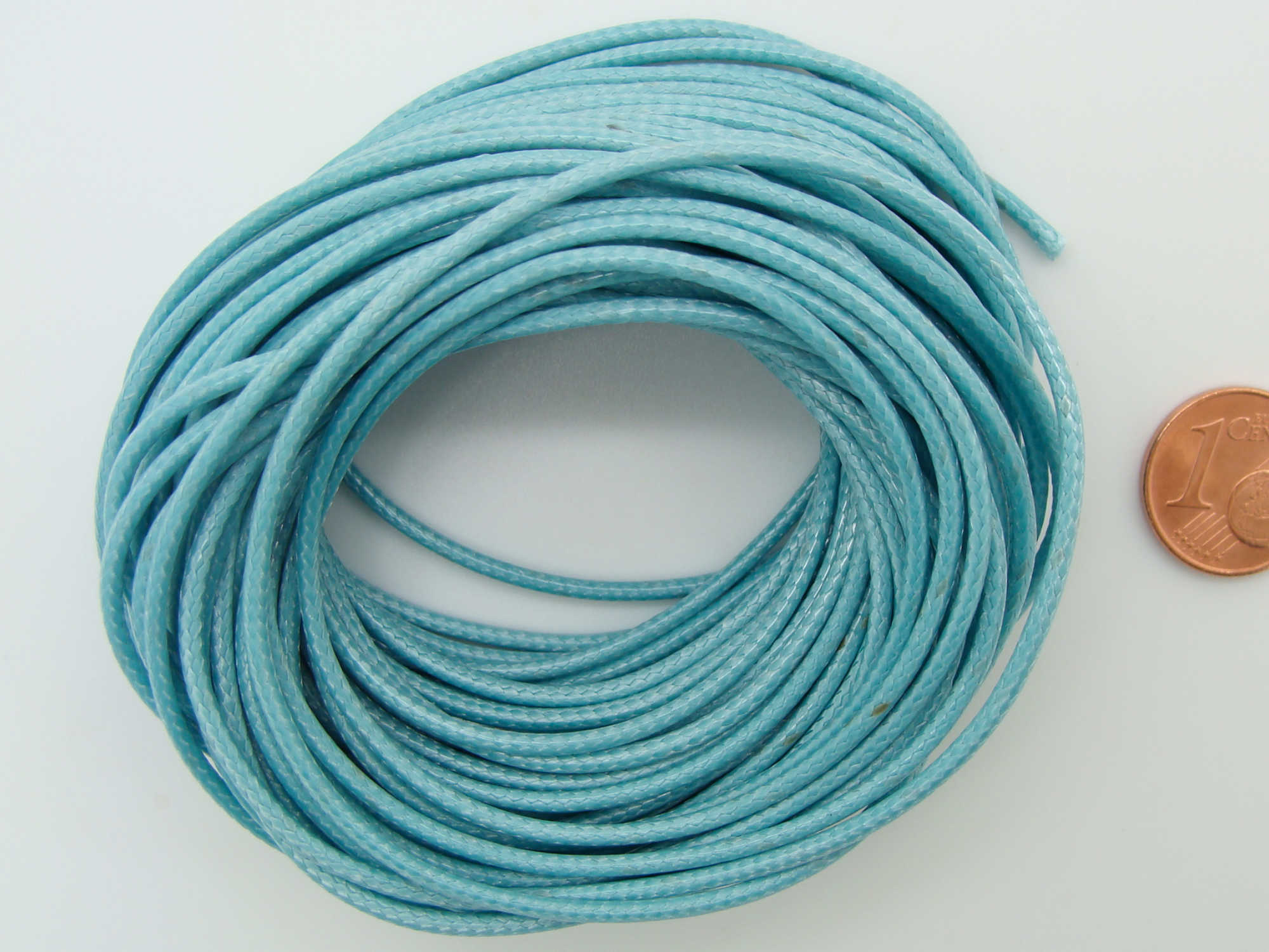 fil polyester cire 15mm bleu clair