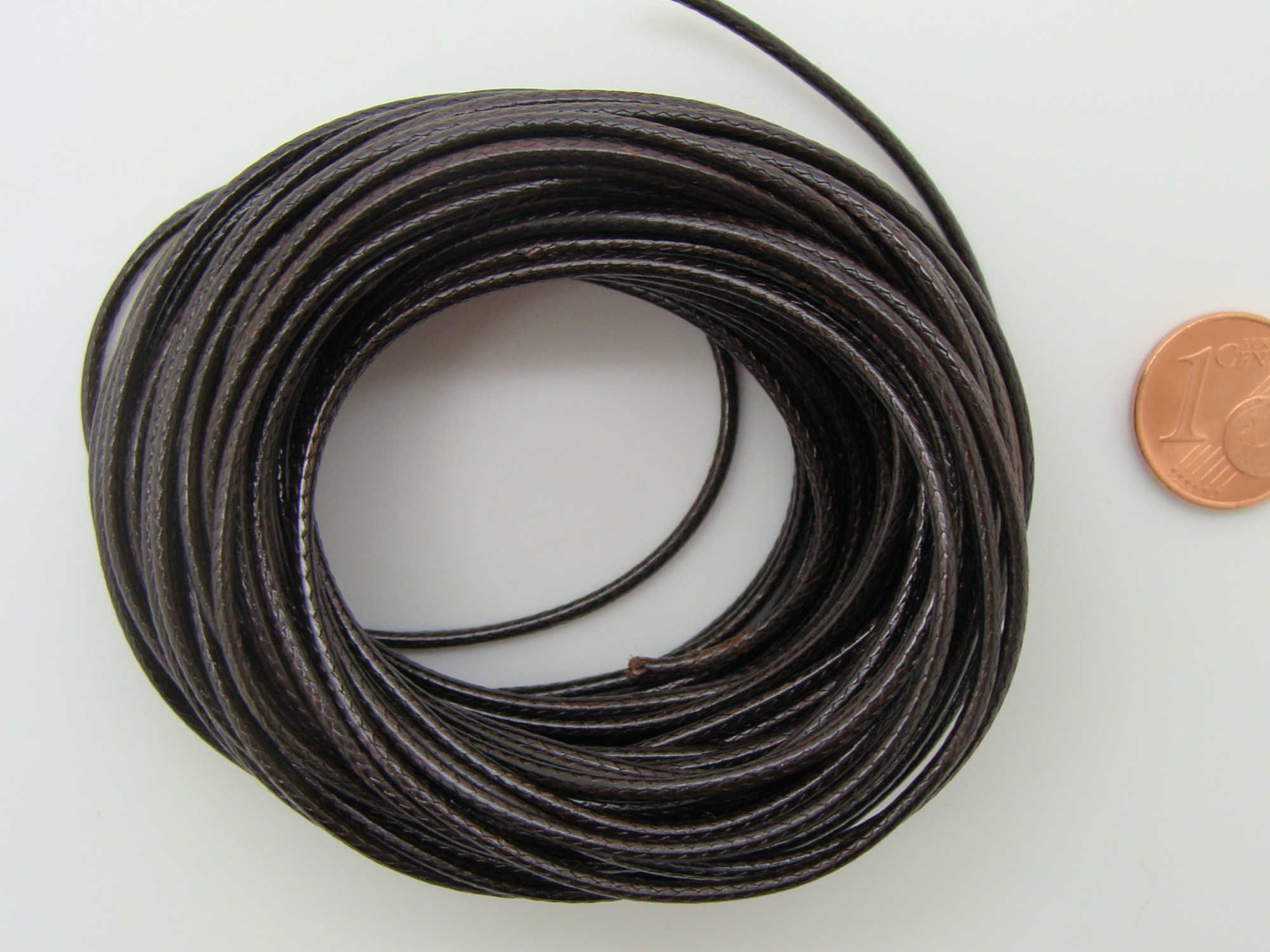 fil polyester cire 15mm marron fonce