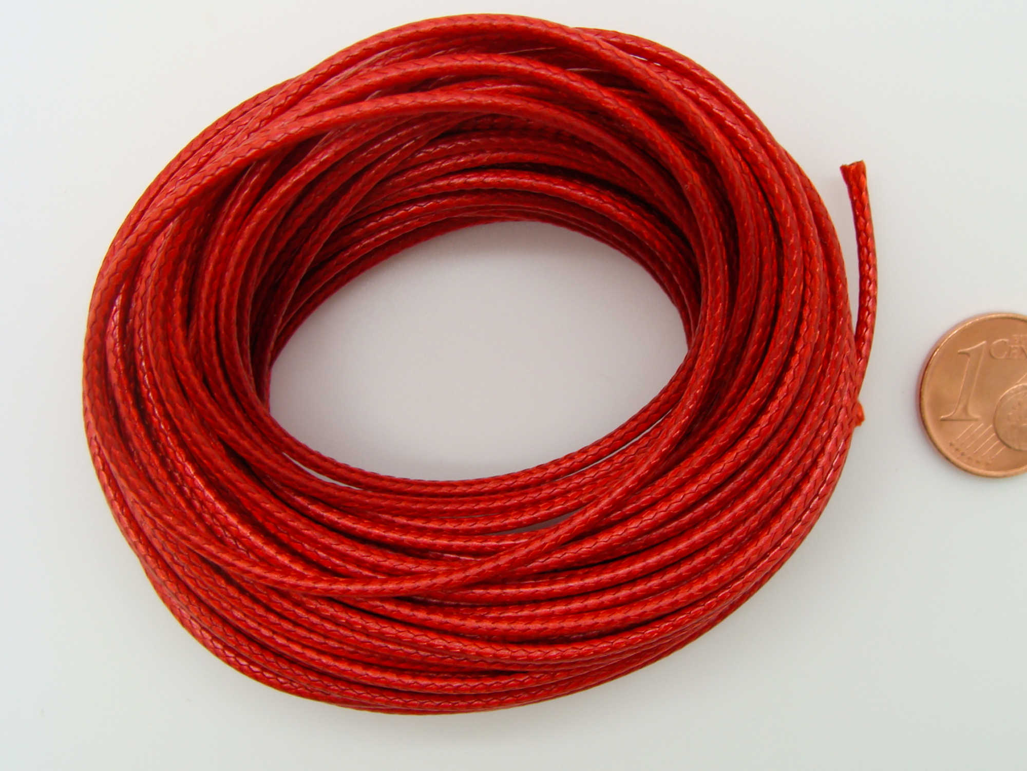 fil polyester cire 15mm rouge fonce