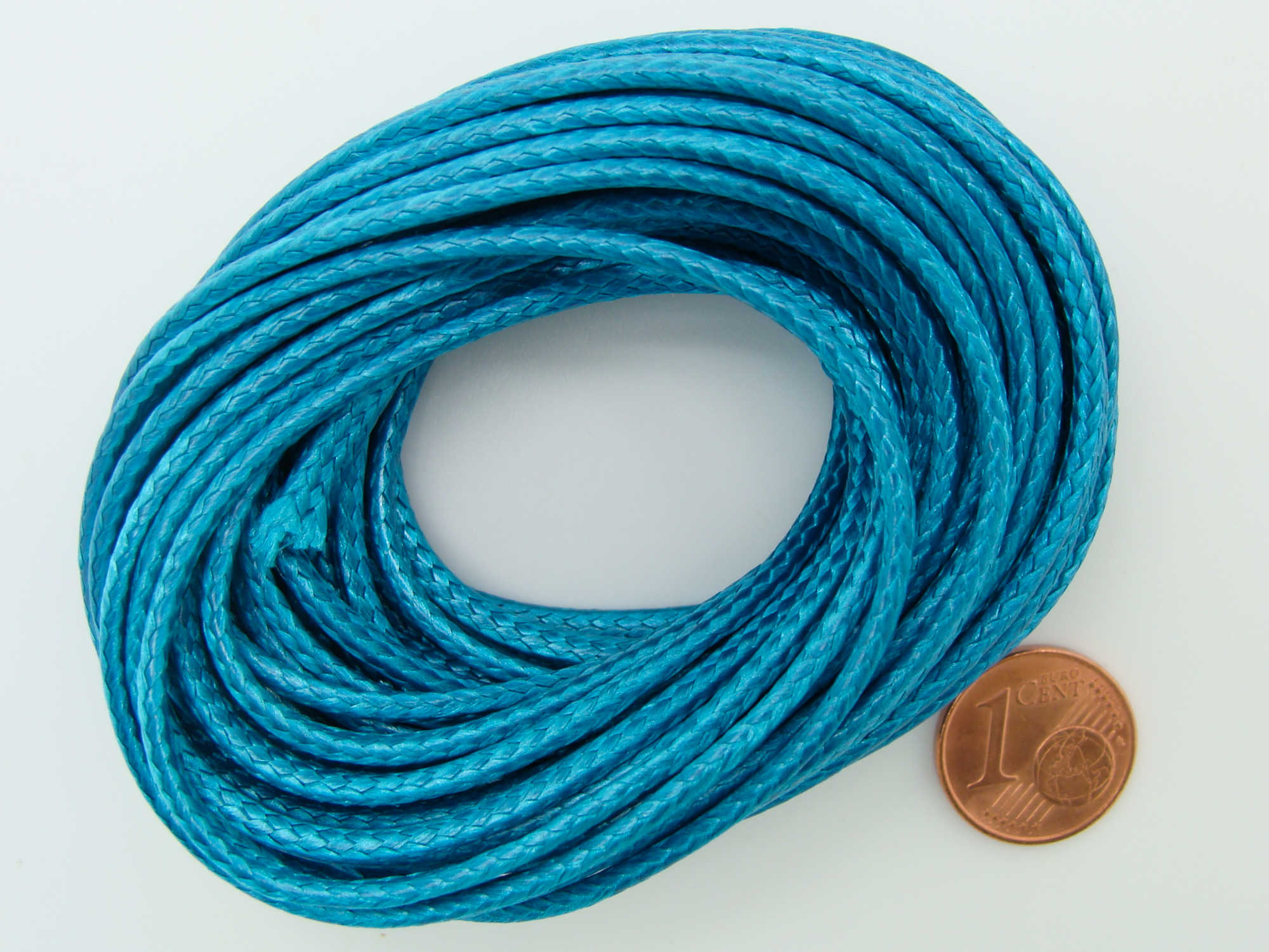 fil 23mm bleu turquoise polyester cire
