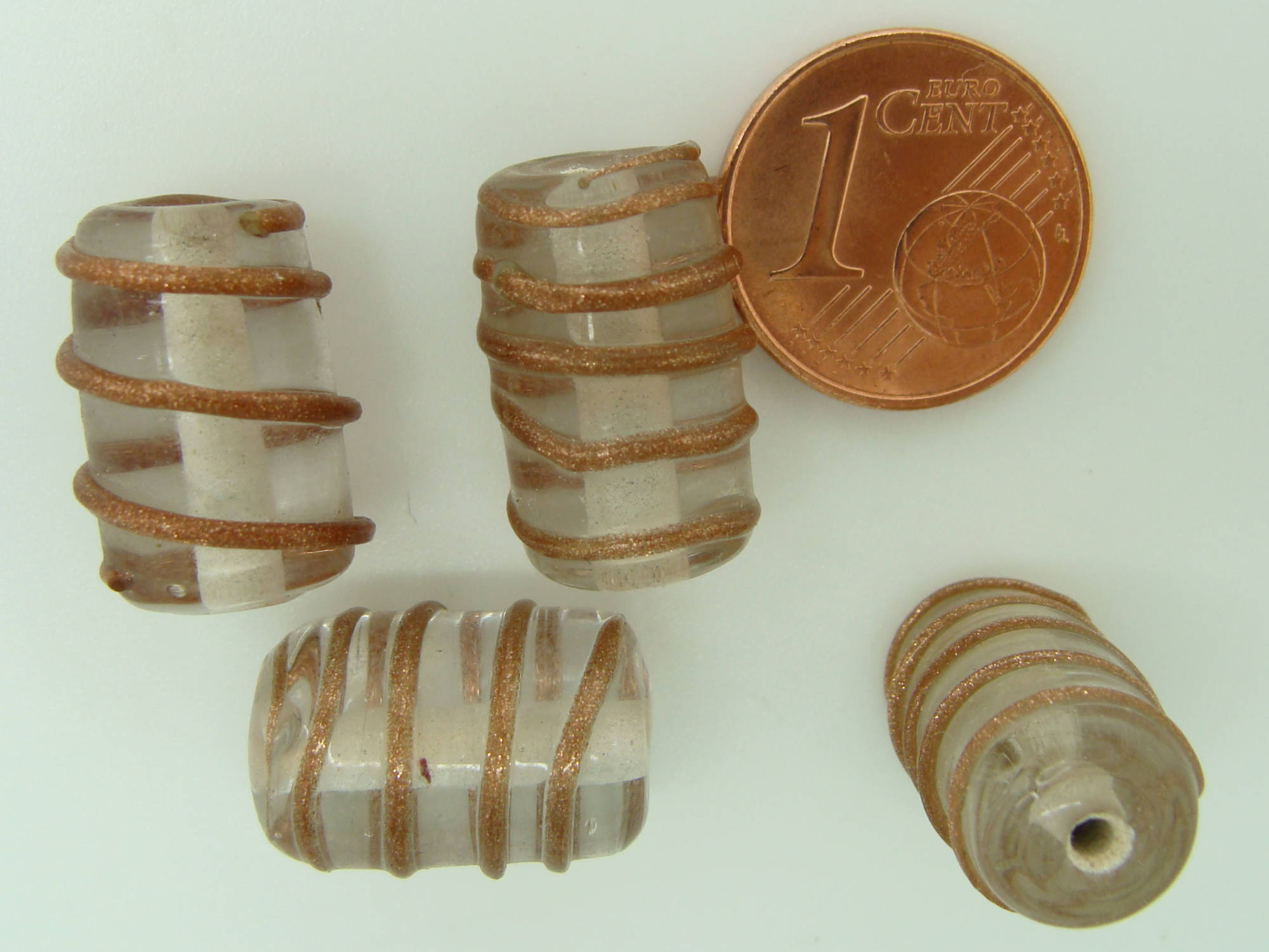 perle tube 20mm spirale beige PV46