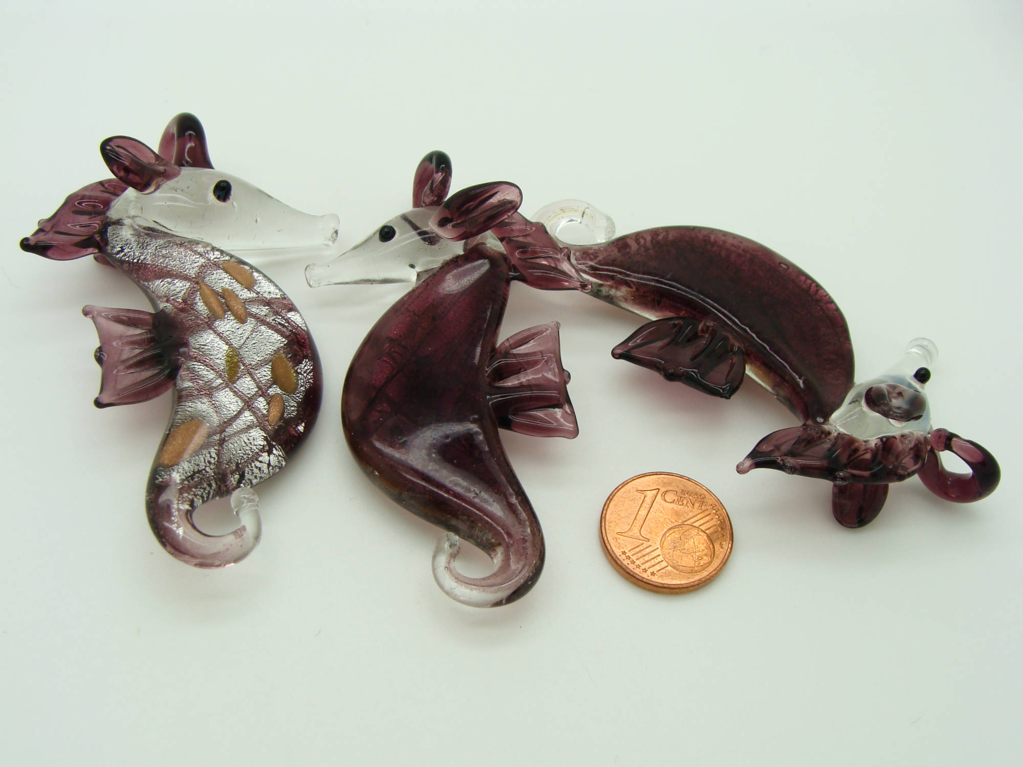 pendentif hippocampe violet verre multi Pend-65