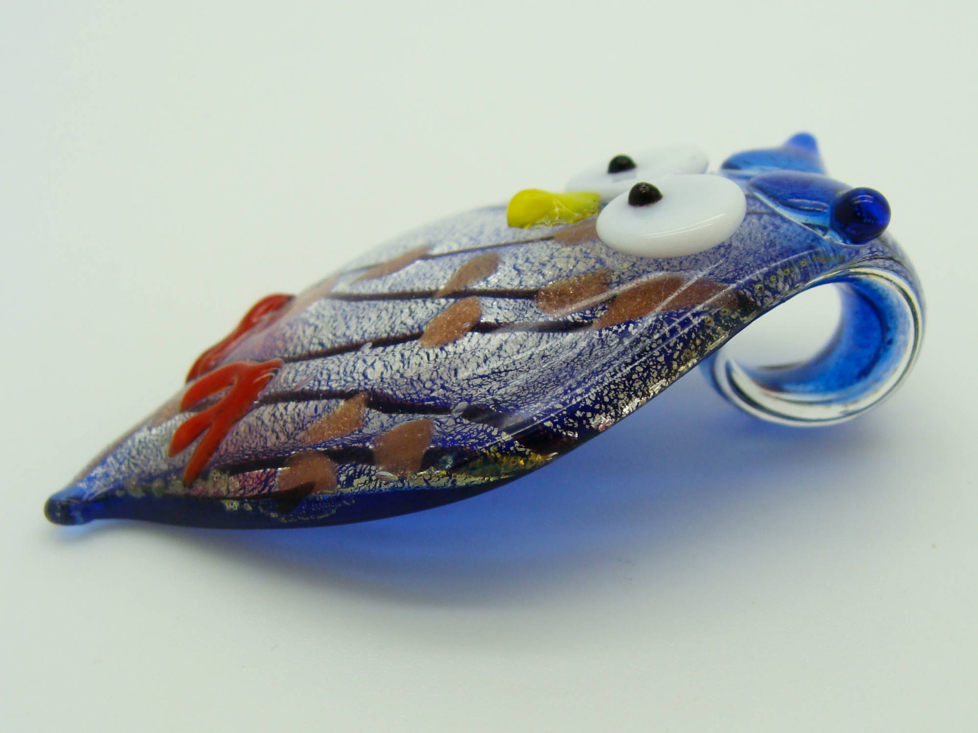 pendentif hibou bleu fonce verre Pend-67-2