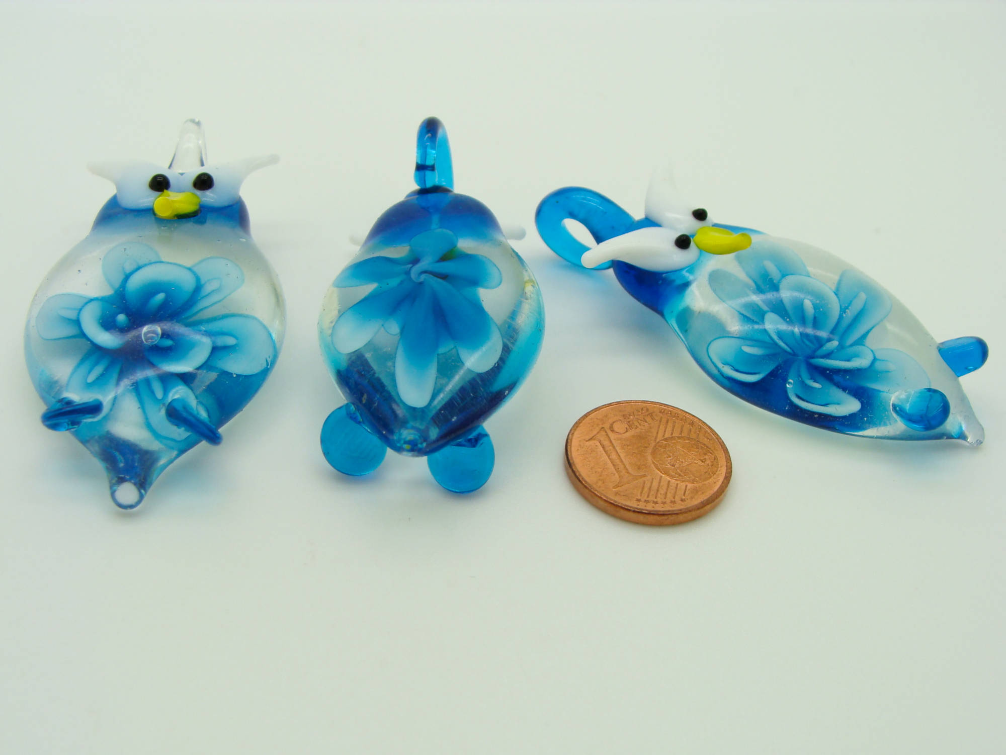 pendentif hibou fleur bleu Pend-68