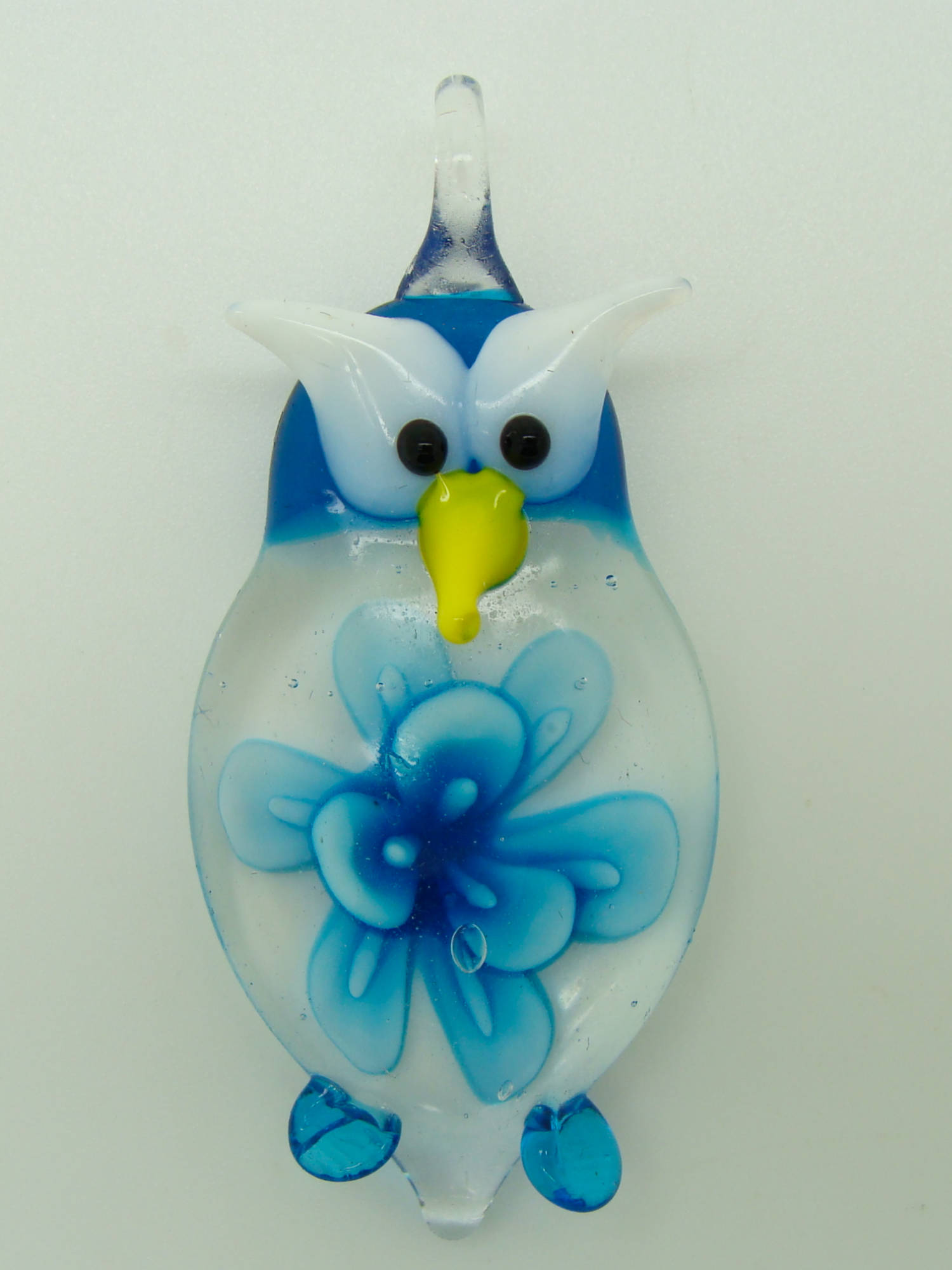 pendentif chouette hibou fleur bleu Pend-68