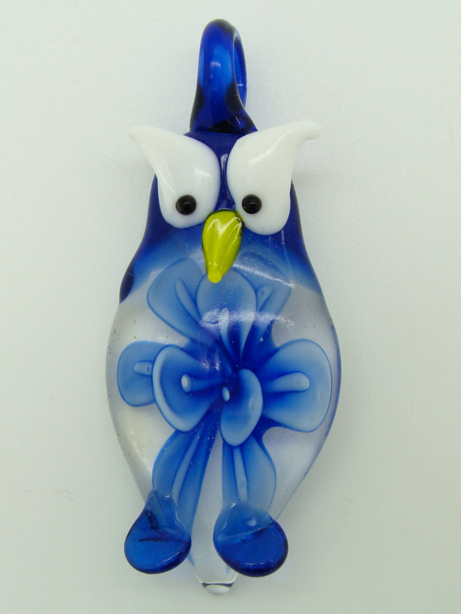 pendentif chouette hibou fleur bleu fonce Pend-69