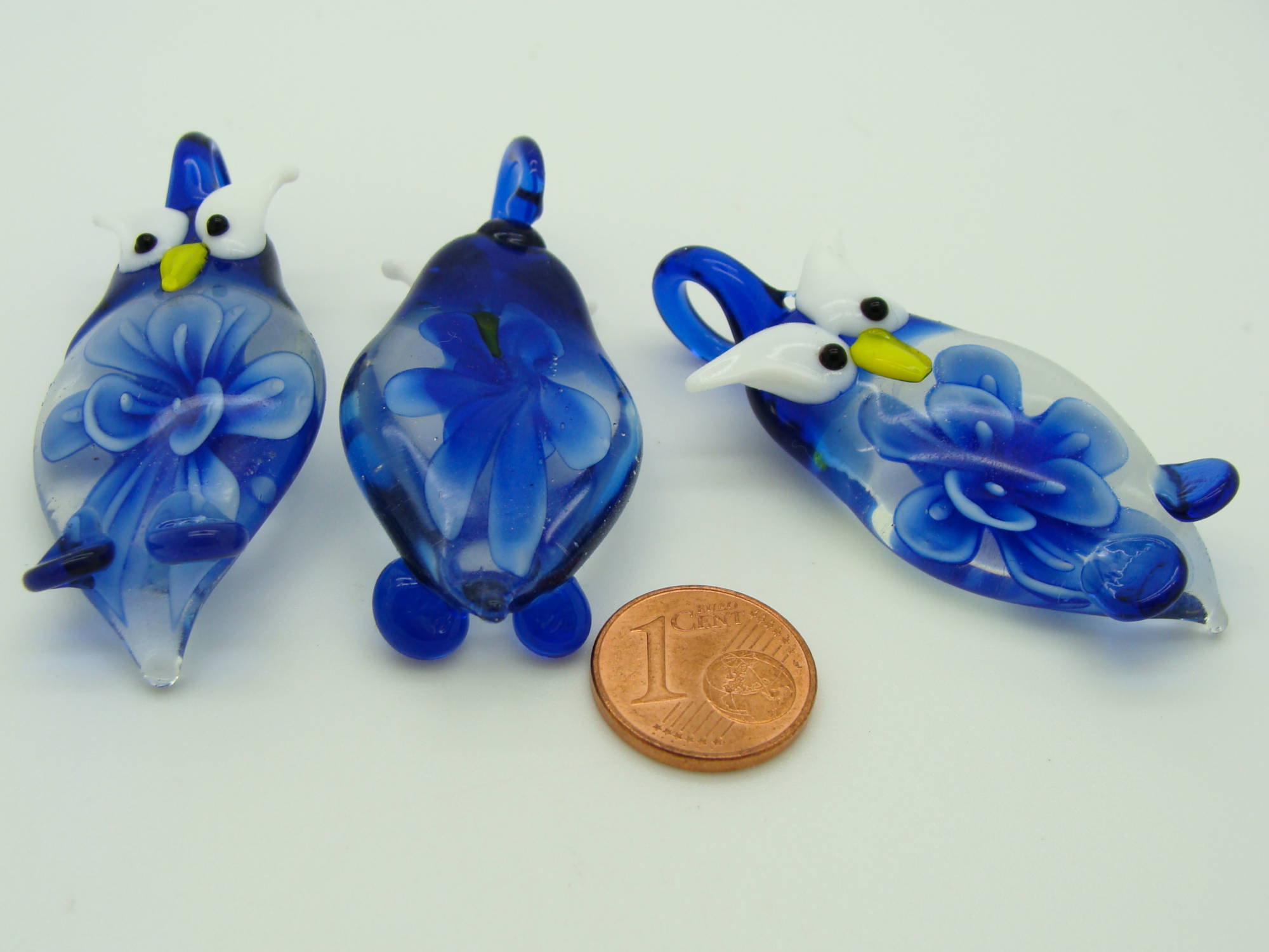 pendentif hibou fleur bleu fonce Pend-69