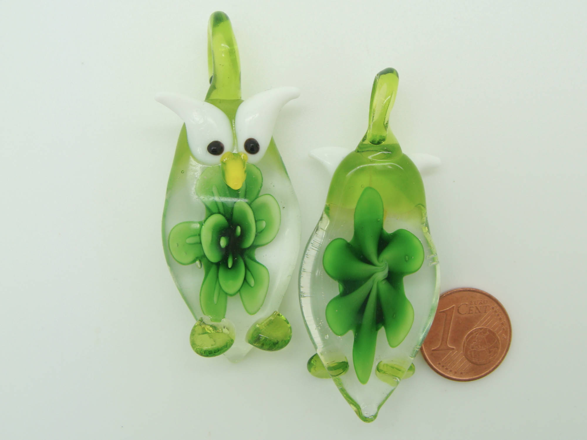 pendentif hibou chouette fleur vert Pend-70