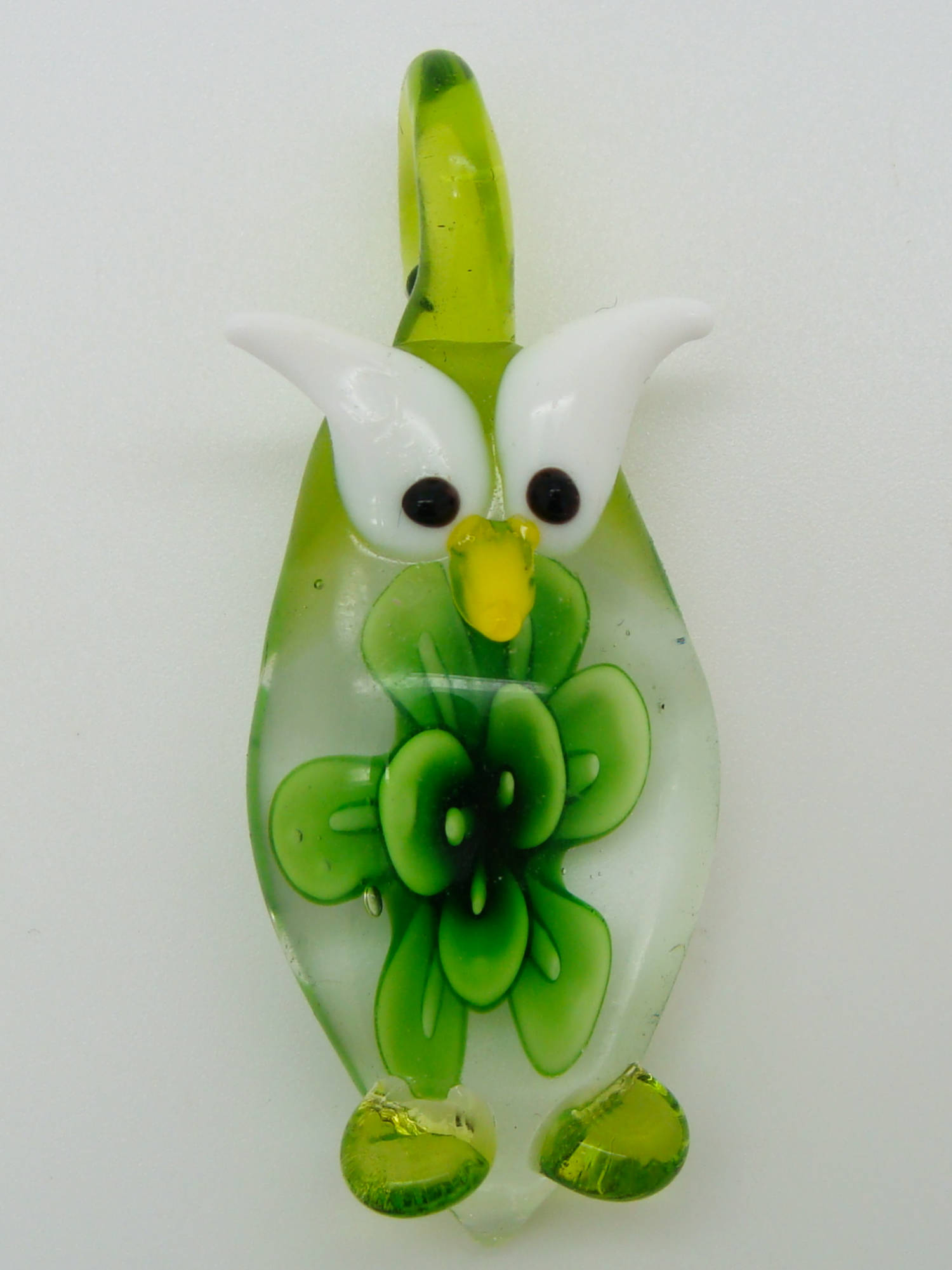 pendentif hibou animal fleur vert Pend-70