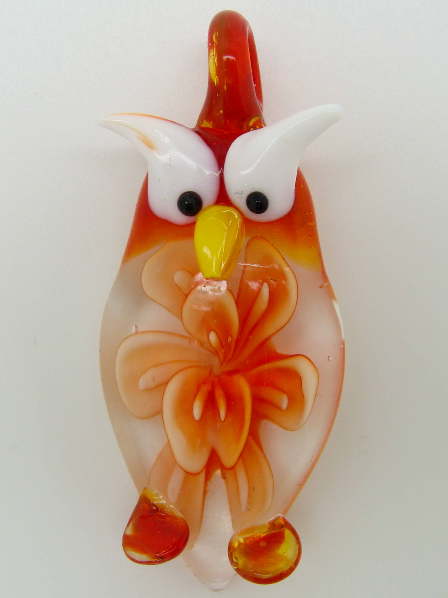 pendentif chouette hibou fleur orange Pend-70