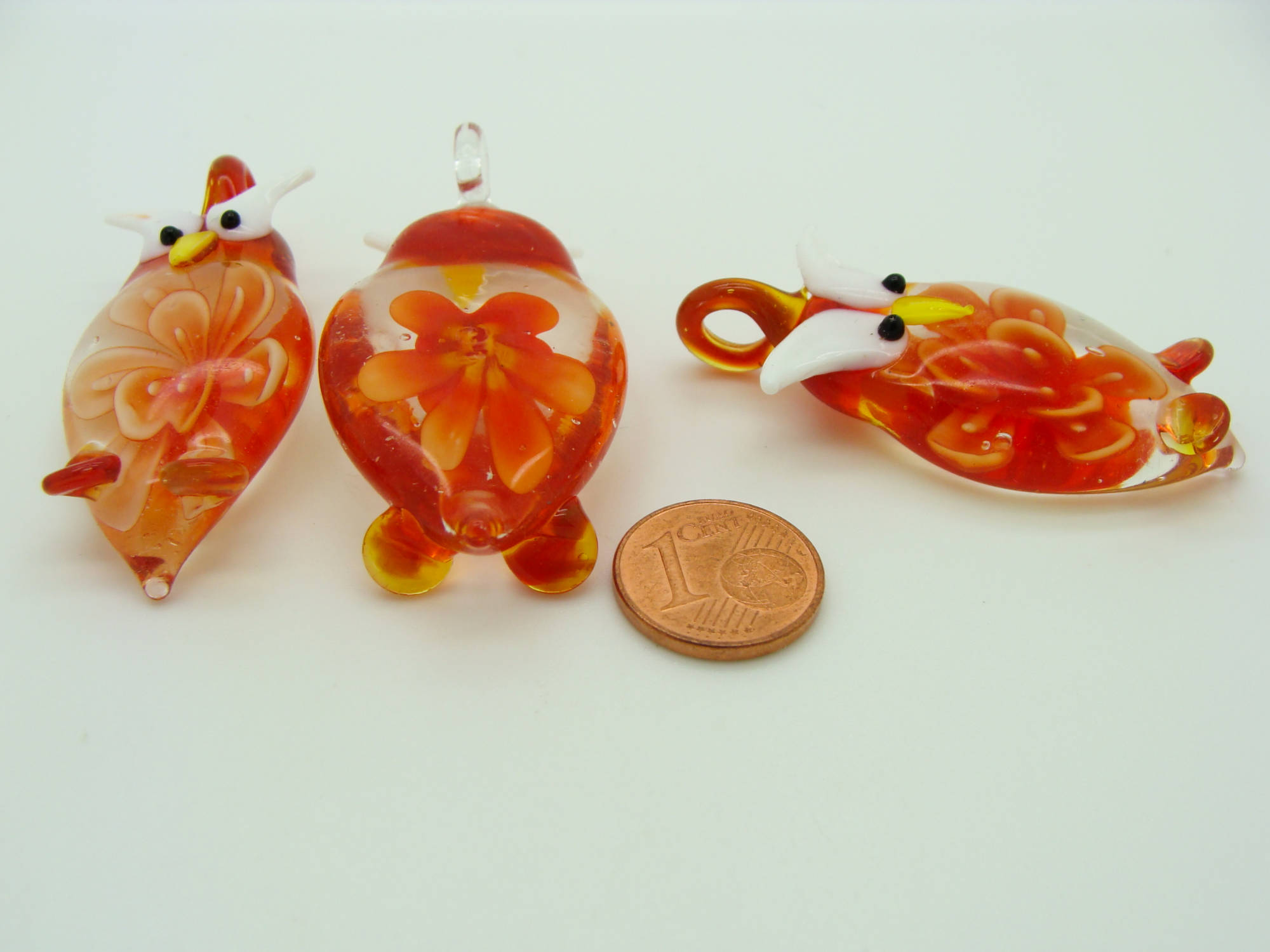 pendentif oiseau hibou fleur orange Pend-70
