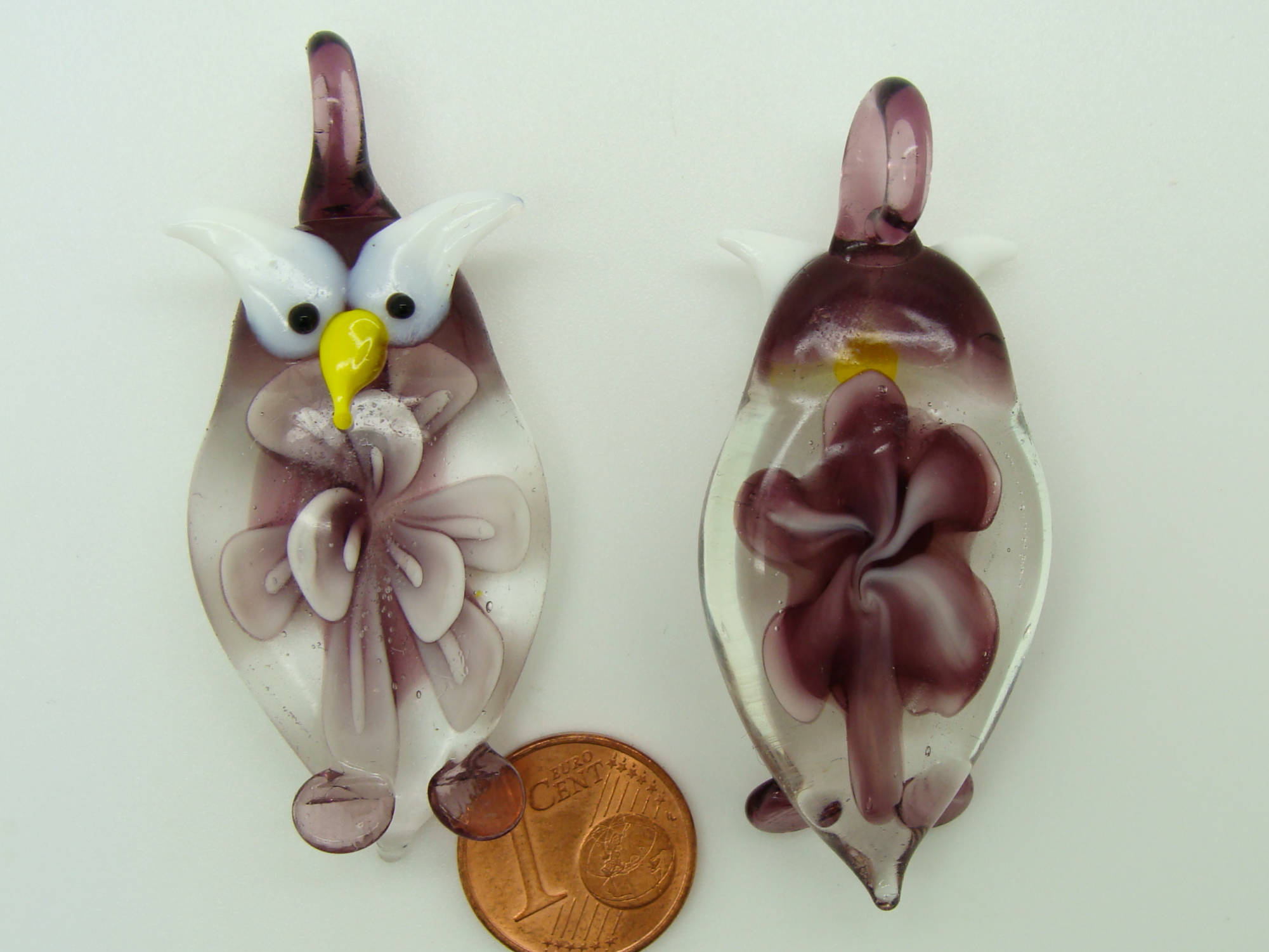 pendentif hibou fleur violet animal Pend-72