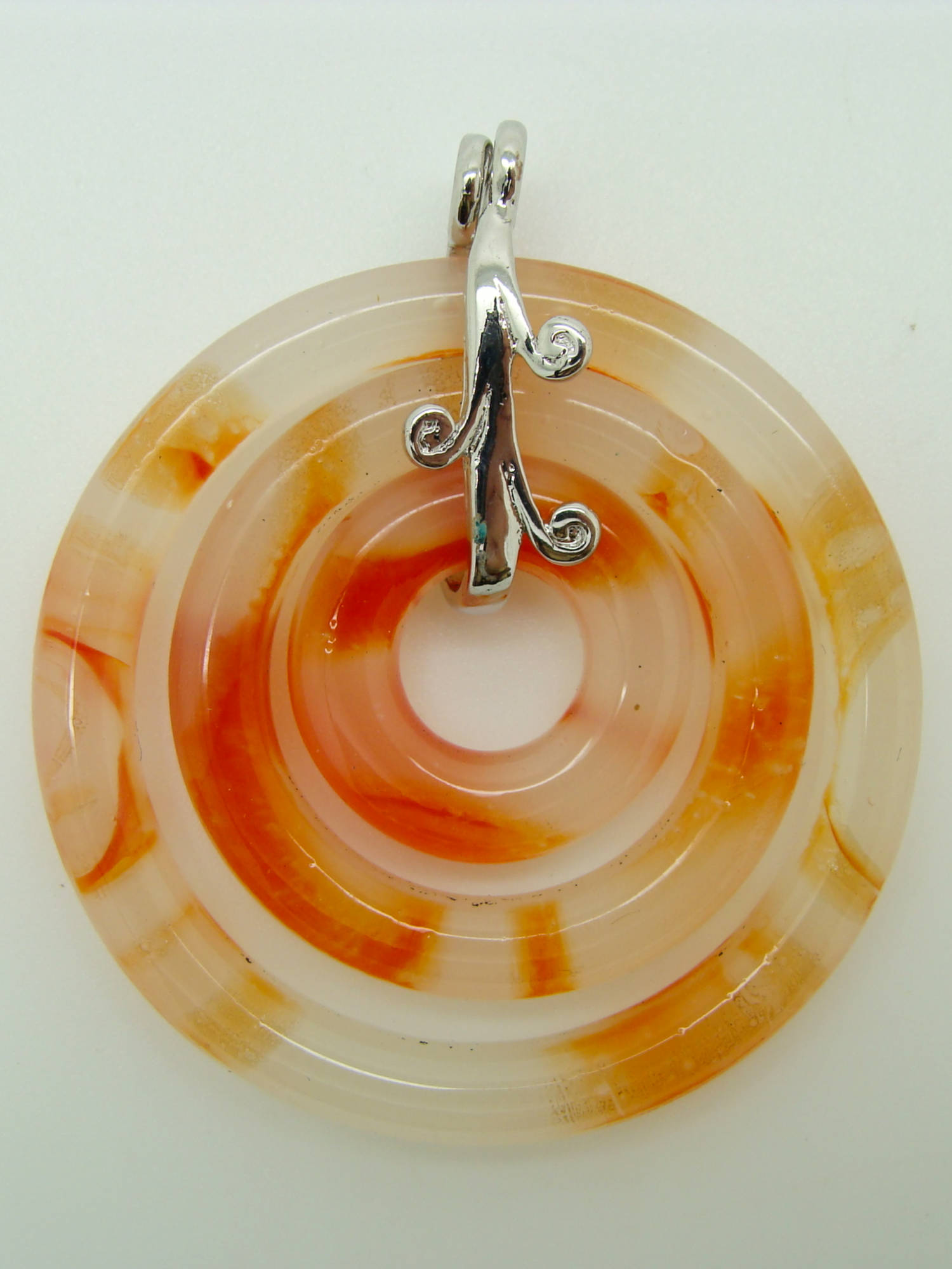 pendentif rond orange verre Pend-100