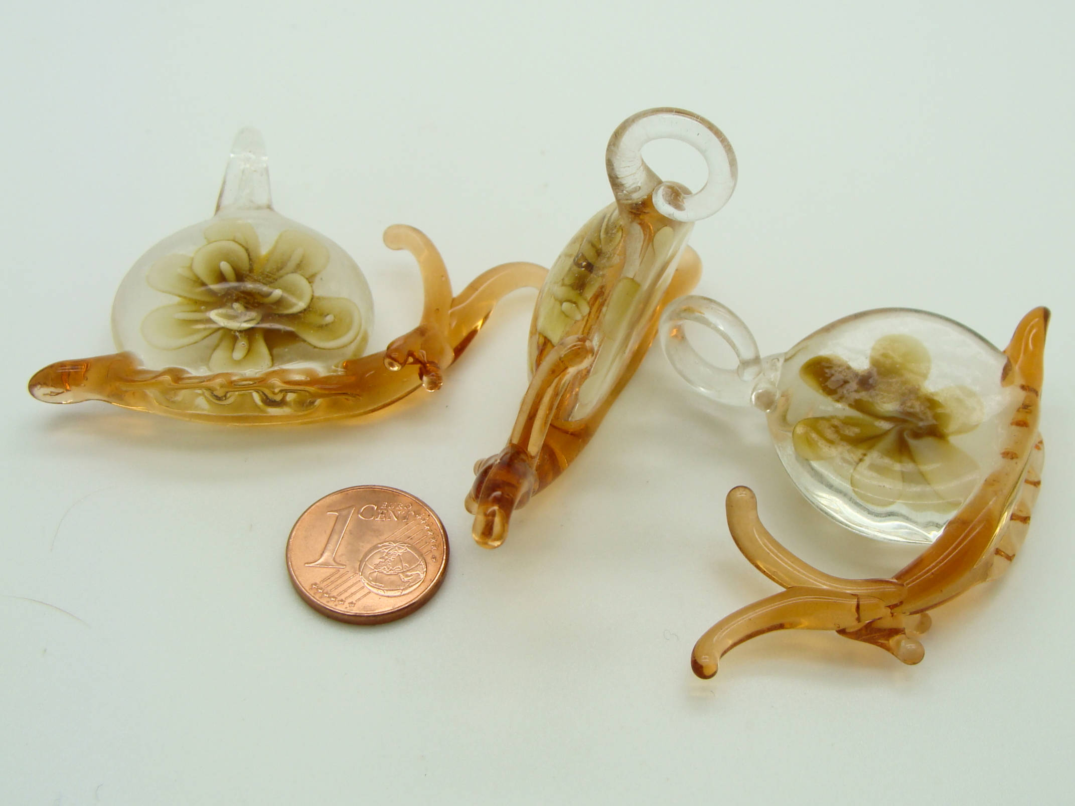 pendentif verre escargot marron Pend-111