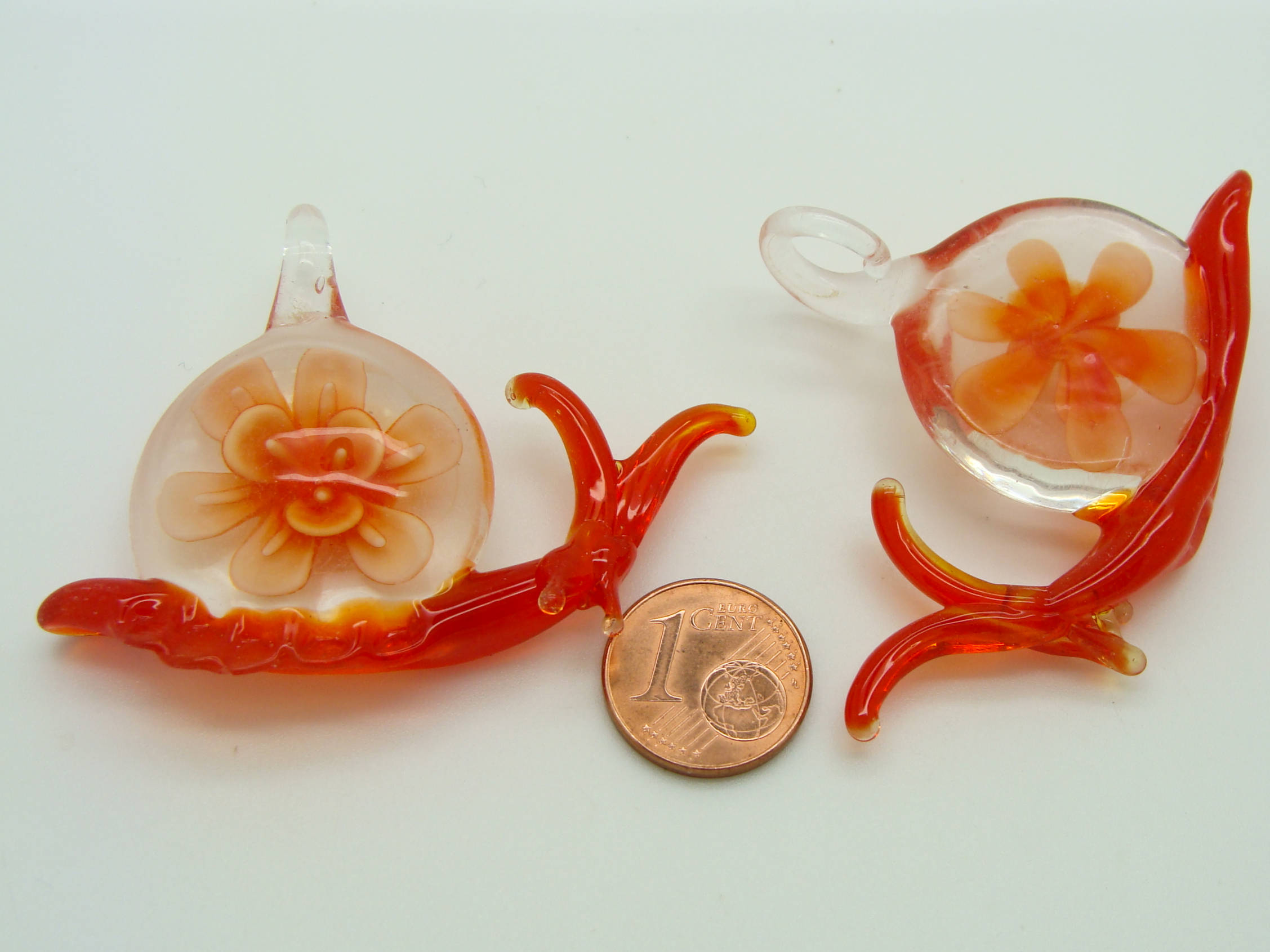 pendentif escargot verre orange Pend-112